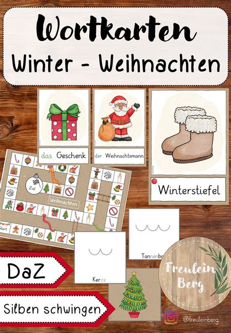 Winter Weihnachten Wortkarten DaZ DaF Tafelmaterial