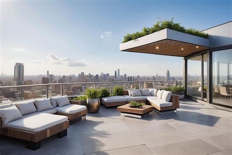 Premium Photo Rooftop Terrace Featuring A Builtin Observation Deck Or