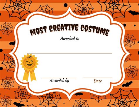 Printable 8 Different Halloween Costume Award Certificates / Halloween ...