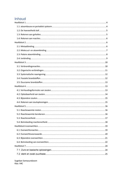 Scheikunde Samenvatting Inhoud Hoofdstuk Studeersnel