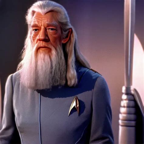 A Still Of Gandalf As Captain Kirk On Star Trek Sharp Stable