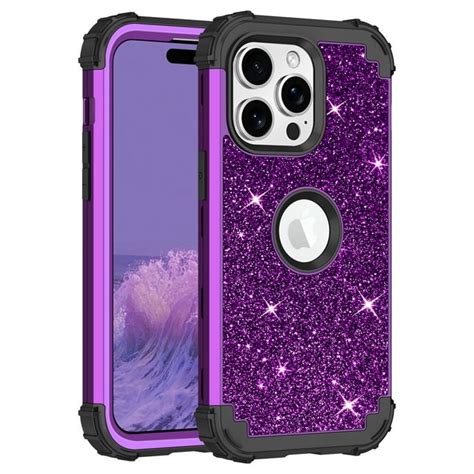 Casetego For Iphone 15 Pro Case Fashion Glitter Sparkly Bling 3 In 1