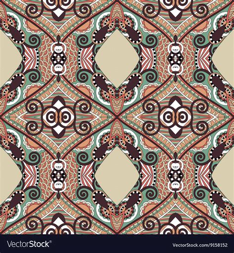 Authentic Seamless Floral Geometric Pattern Vector Image