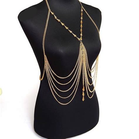 Pitrice Women Sexy Bikini Body Chain Crystal Bikini Cross Waist Belly