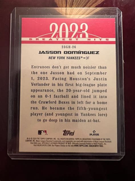 2024 Topps Series 1 2023 Greatest Hits Insert Jasson Dominguez Yankees