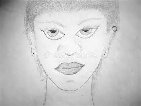 Animated Woman With Short Hair And Piercings In Her Ears Stock