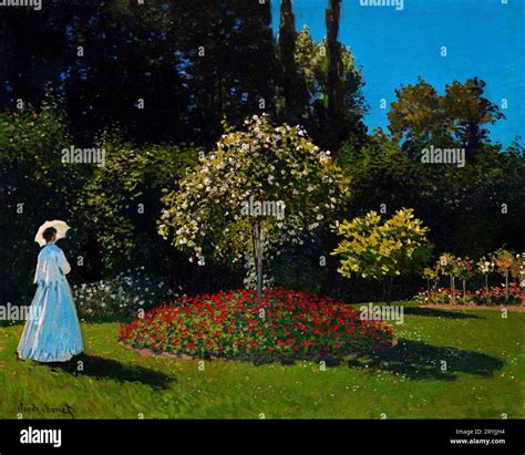 Claude Monet Lady in the garden (1867) famous painting Stock Photo - Alamy