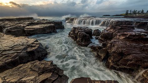 Air Terjun Hdr Paparan Panjang Batu Air Terjun Laut Alam Air