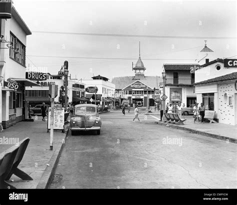 1940s Downtown Street Scene Newport Beach California Usa Stock Photo