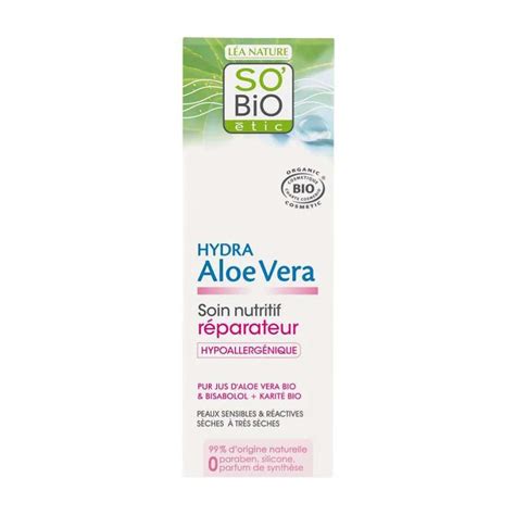 Soin Nutritif Réparateur Peau Sensible Hydra Aloe Véra SO BIO étic