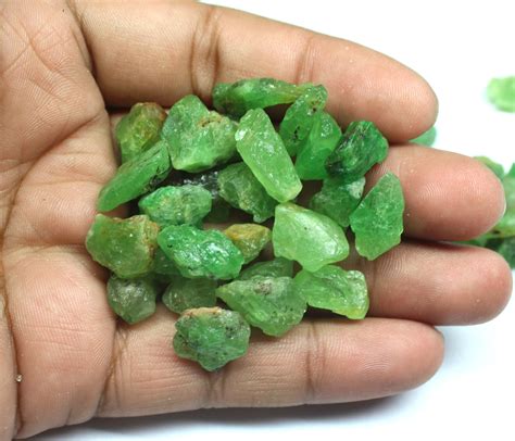 Raw Minerals Crt Natural Green Tsavorite Garnet Rough Etsy