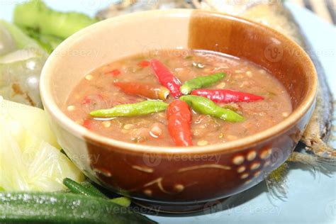 Shrimp Paste And Mackerel Chili Paste Is A Thai Food With Sour And