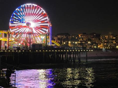 Flag Day Ferris Wheel Lighting At The Santa Monica Pier Pacific Park