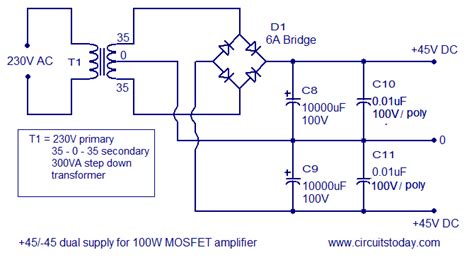 100w Mosfet Power Amplifier Circuit Using Irfp240 Irfp9240