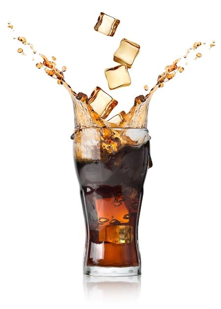 Premium Photo Cola With Ice Cubes Isolated On White