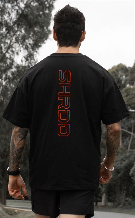 Shrdd Hollow Pump Cover Oversized Gym T Shirt Black Red In 2024