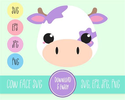 Cow Face Svg Cow Head Svg Layered For Easy Use Svg Eps Etsy Cow Face Cute Cows Cow