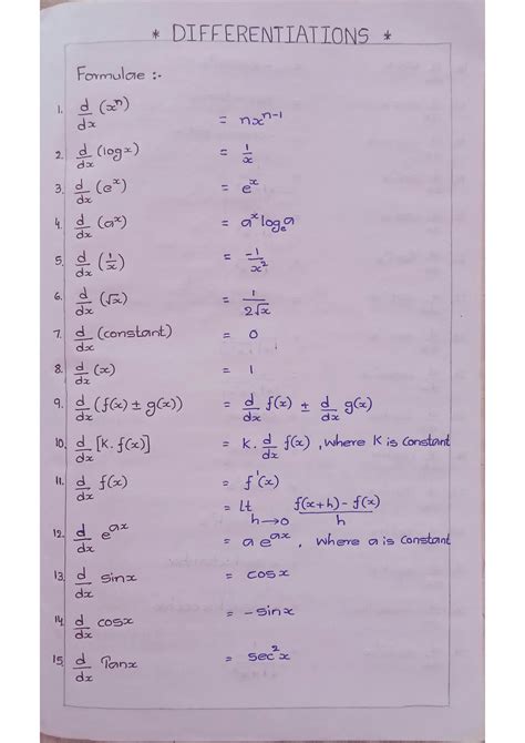 SOLUTION: Differentiation formulas - Studypool