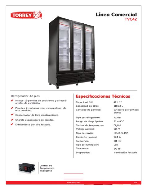 Ficha Tecnica Torrey Tvc P Refrigerador Vertical Pies