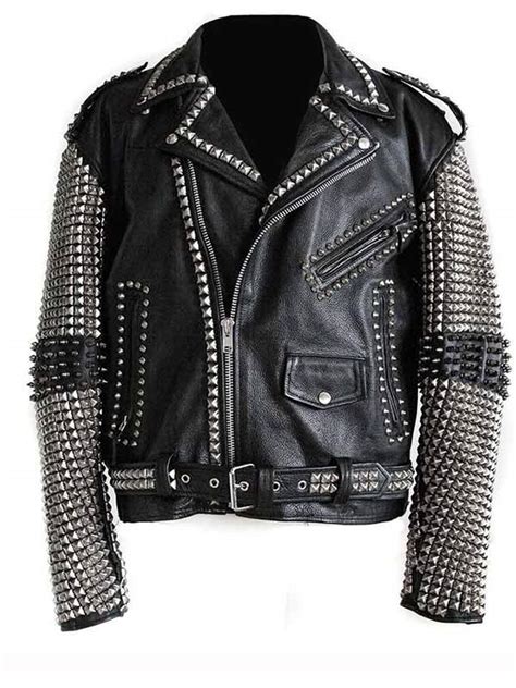 Mens Studded Leather Jacket | Leather Punk Vintage Jacket