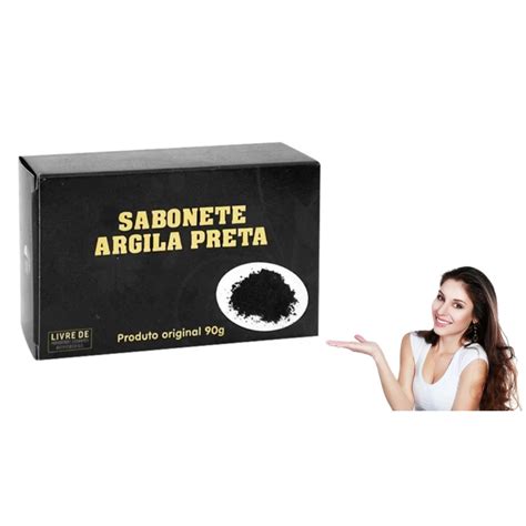 Sabonete De Argila Preta Limpeza Facial Remove Sujeiras Combate