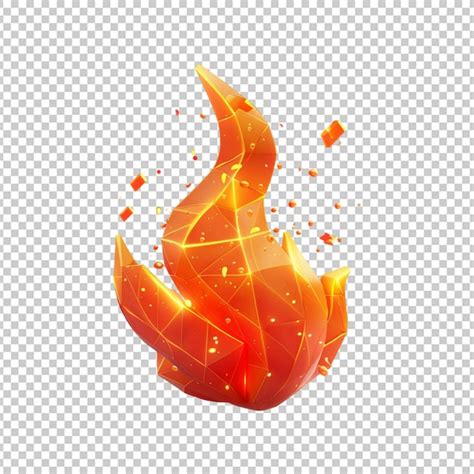 3d Fire Flame Icon With Burning Red Hot Sparks Isolated On White