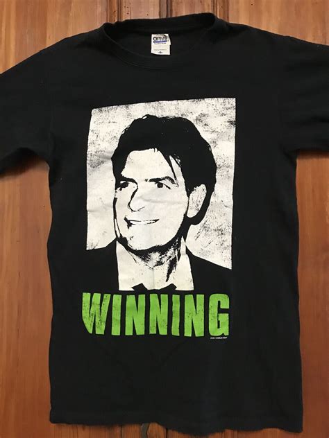 Official Charlie Sheen Winning Black Graphic 100 Cotton T Shirt Size