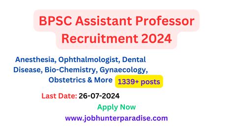 BPSC Assistant Professor Recruitment 2024 Apply Online Now For 1339 Posts