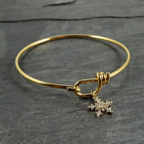 Gold Snowflake Bangle Bracelet Designed By Stacey Jewelry Llc