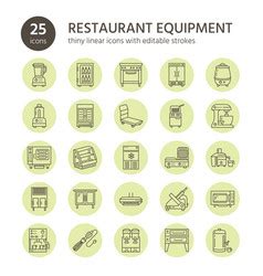 Restaurant Professional Equipment Line Icons Vector Image