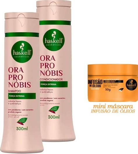 Kit Haskell Shp Cond Ora Pro Nóbis 300ml Máscara Infusão de Óleos 50g