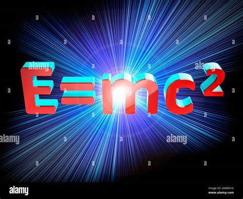 Einstein's mass-energy equation, illustration. The mass-energy ...