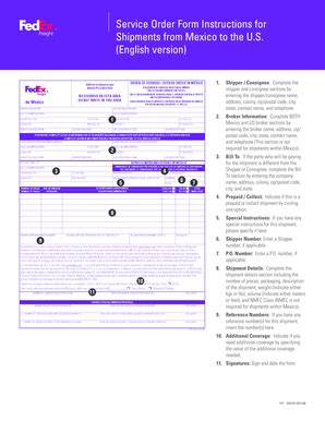 Fillable Online Service Order Form Instructions For Shipments From