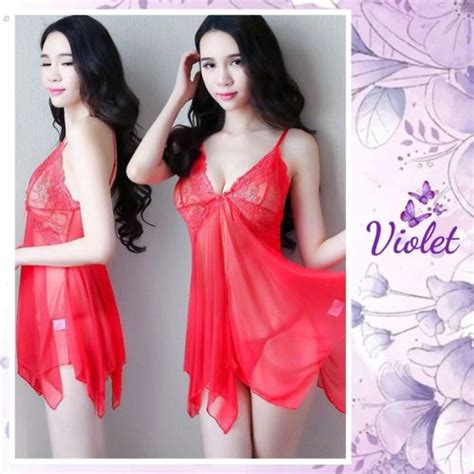 Jual Violet Lingerie Set Baju Tidur Wanita Sexy G String Model Bunga