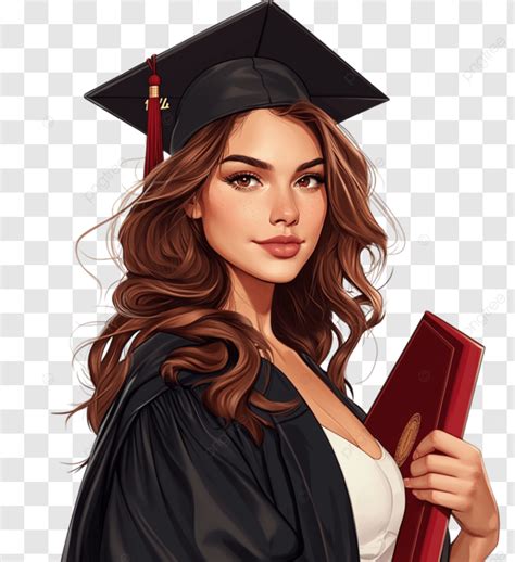 Elegant Female Graduate Holding Diploma Graduation Portrait Female