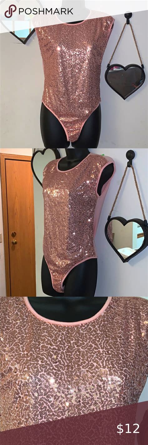 Pink Sequin Body Suit Size Xl In 2021 Pink Sequin Floral Lace