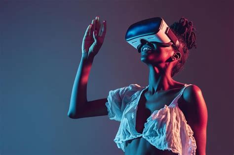 Premium Ai Image A Woman Wearing A Virtual Reality Headset