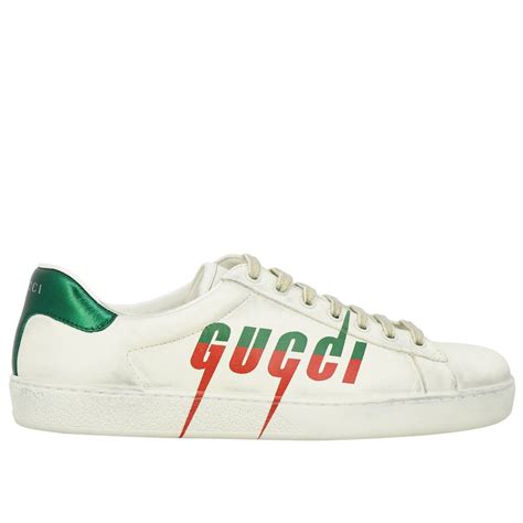 GUCCI: New Ace lace-up sneakers in vintage leather with print | Sneakers Gucci Men White ...