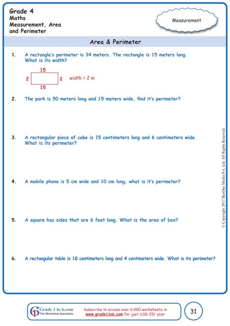 perimeter area worksheets