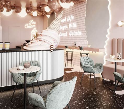 Pastel Ice Cream Shop Interior Design