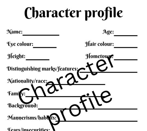 Character Profile Template - Etsy