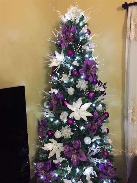 Purple and White Christmas Tree Decorations 2024