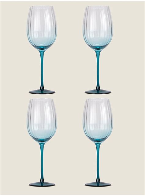 Blue Ombre Wine Glass Set Of 4 George At Asda