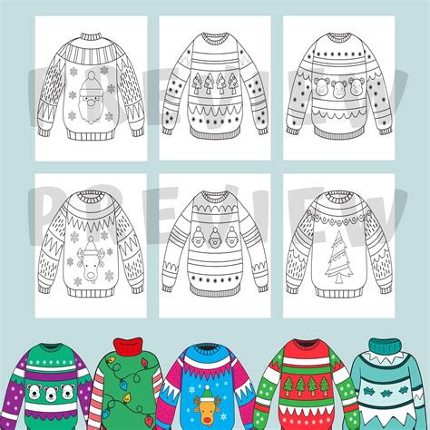 Ugly Sweater Coloring Pages Ugly Sweater Coloring Sheets Made By