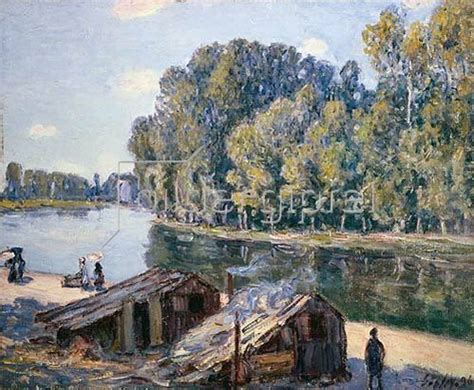 Hütten am Loing Kanal im Sonnenlicht von Alfred Sisley Kunstdruck