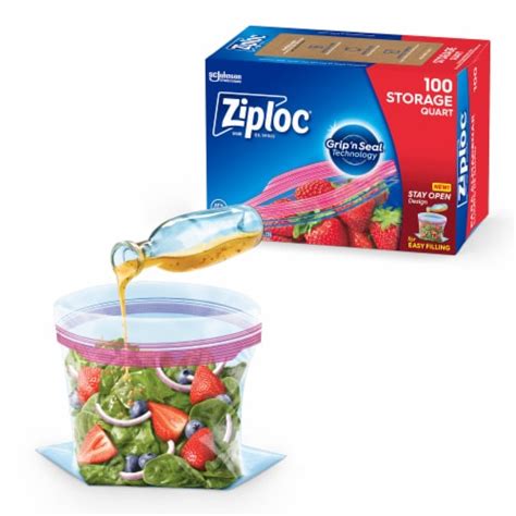 Ziploc Brand Quart Storage Bags With Grip N Seal Technology 100 Ct Smith’s Food And Drug