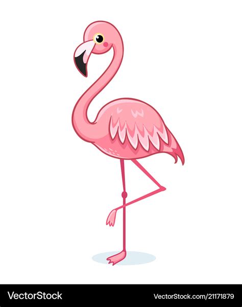 Cute Pink Flamingo On A White Background Vector Image