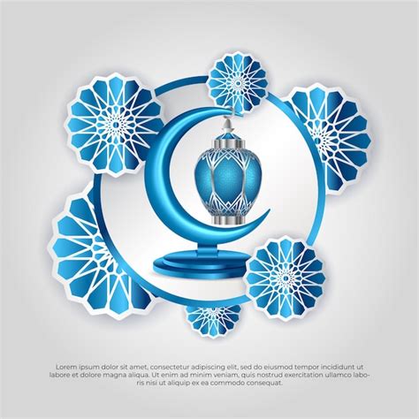 Eid Al Adha Mubarak Belle Lune De Mandala 3d Bleu Islamique Et