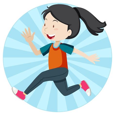 Free Vector | Active girl simple cartoon character