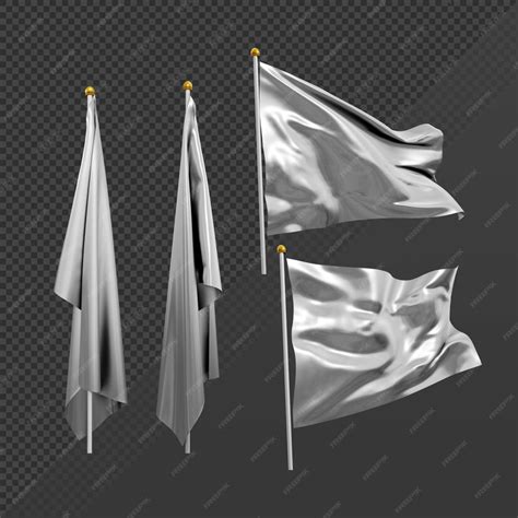 Premium Psd 3d Rendering Of Silver Flag Wavin Fluttering And No